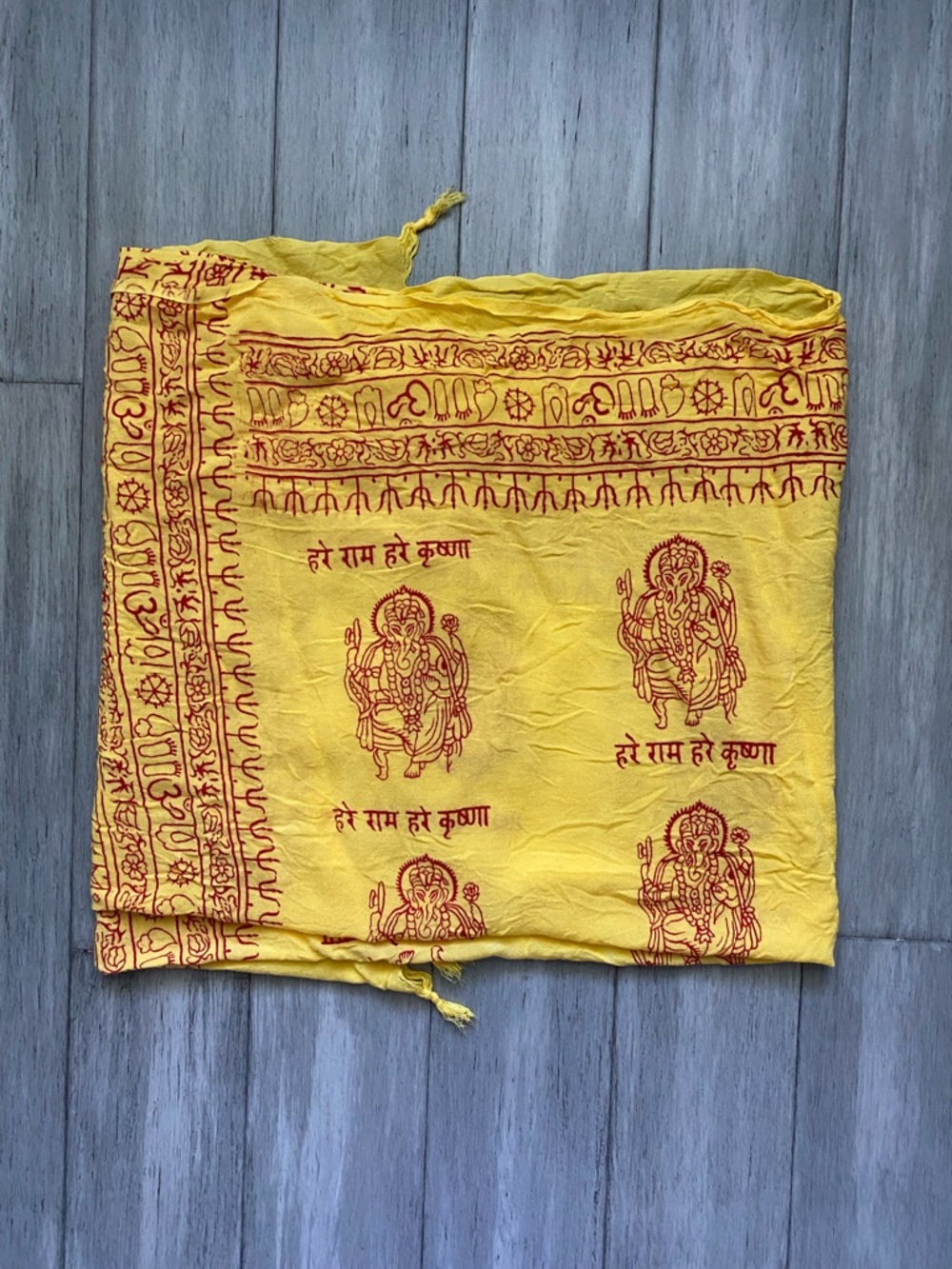 Large Om Scarf Wrap Yoga Soft Cotton Mix Handy Printed Boho Yellow